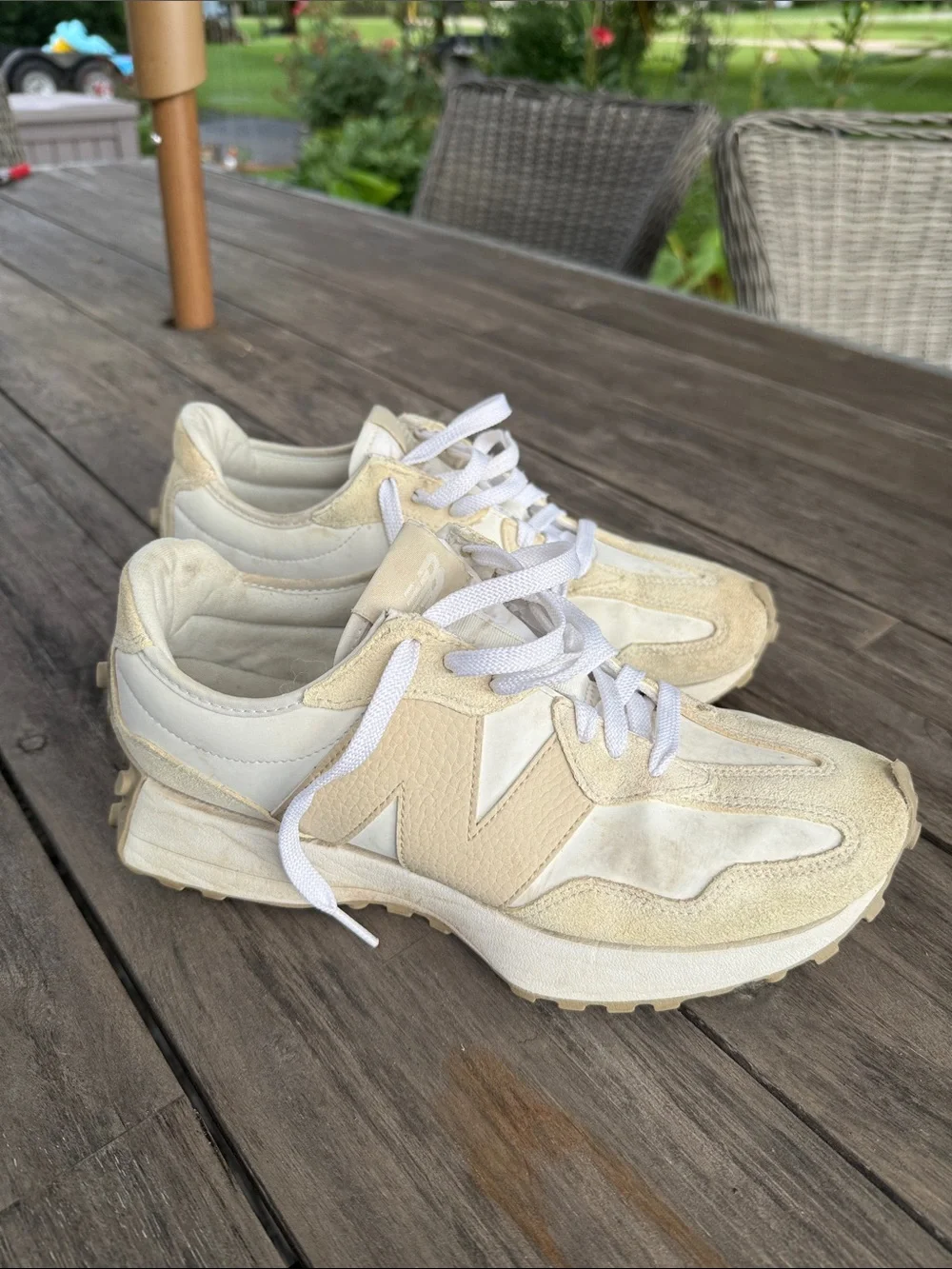 Women’s Neutral Beige and White New Balance Sneakers